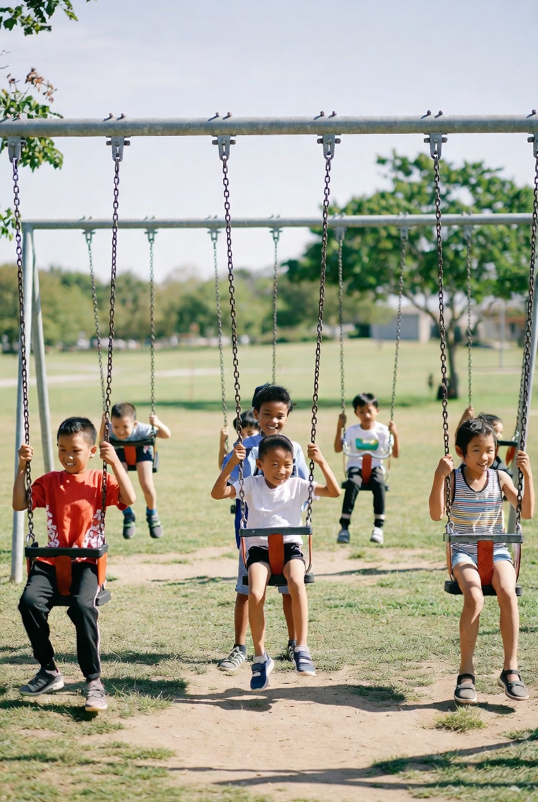 children on a swing set
