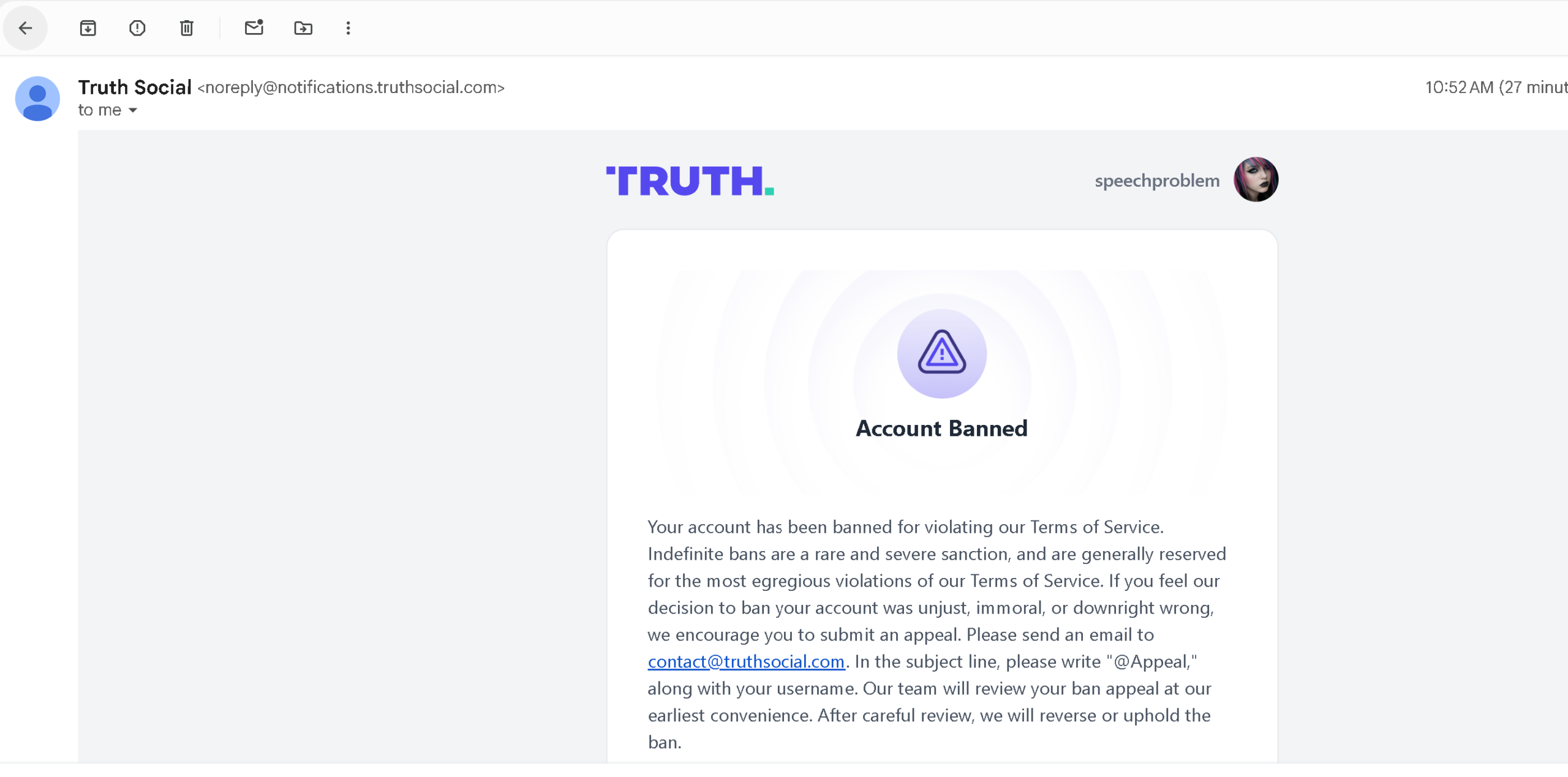 banned from truth social